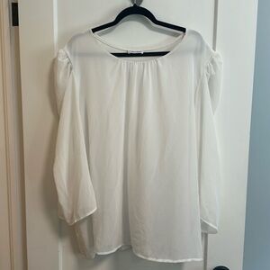 White Calvin Klein blouse with sheer arms